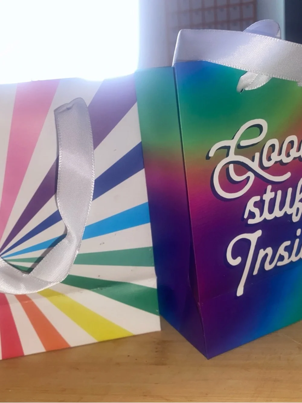 Rainbow Stripe Gift Bags - Multicolor Party Favor Bags